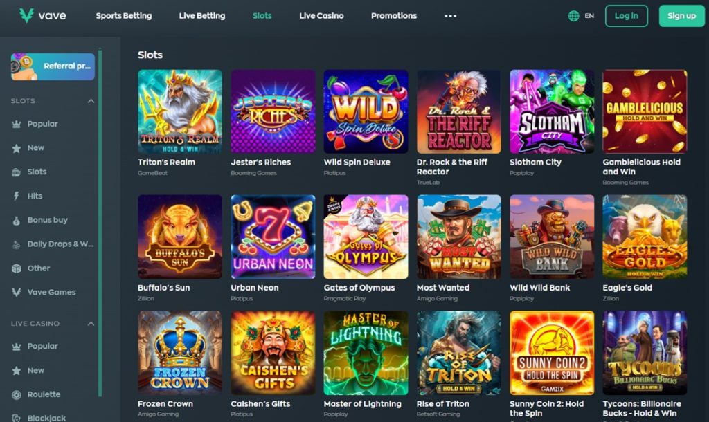 vave no kyc casino slots